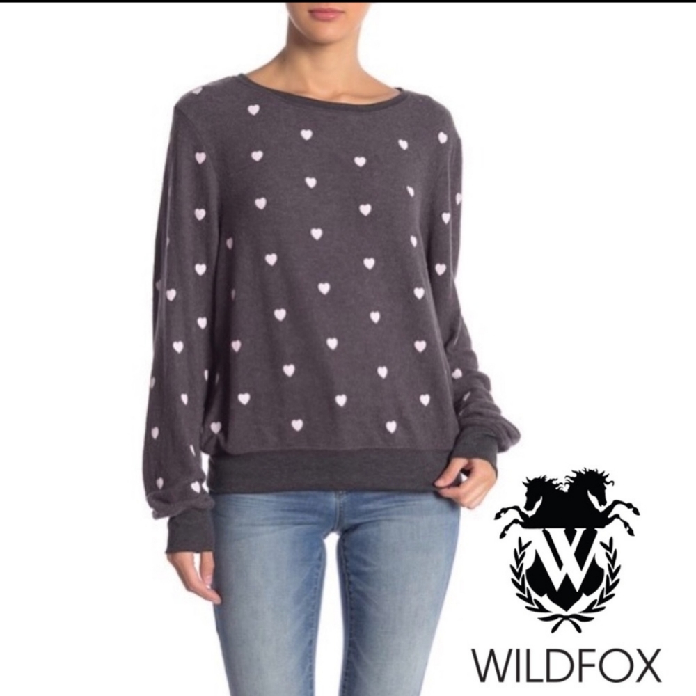 Wildfox Essential Hearts Graphic Pullover